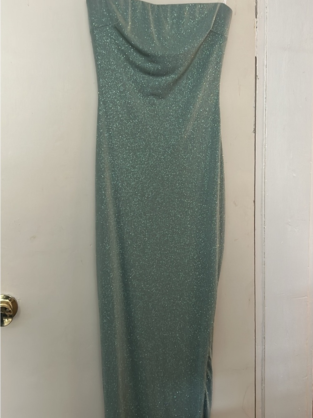 Sparkle Mint Green Strapless Evening Dress
